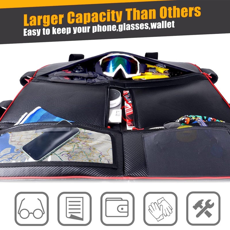Sresk Roof Bag Large Capacity Overhead Tool Storage Bag Fit for Polaris RZR XP 1000 2 seat or 4 seat models, all years (Black A) - Image 5